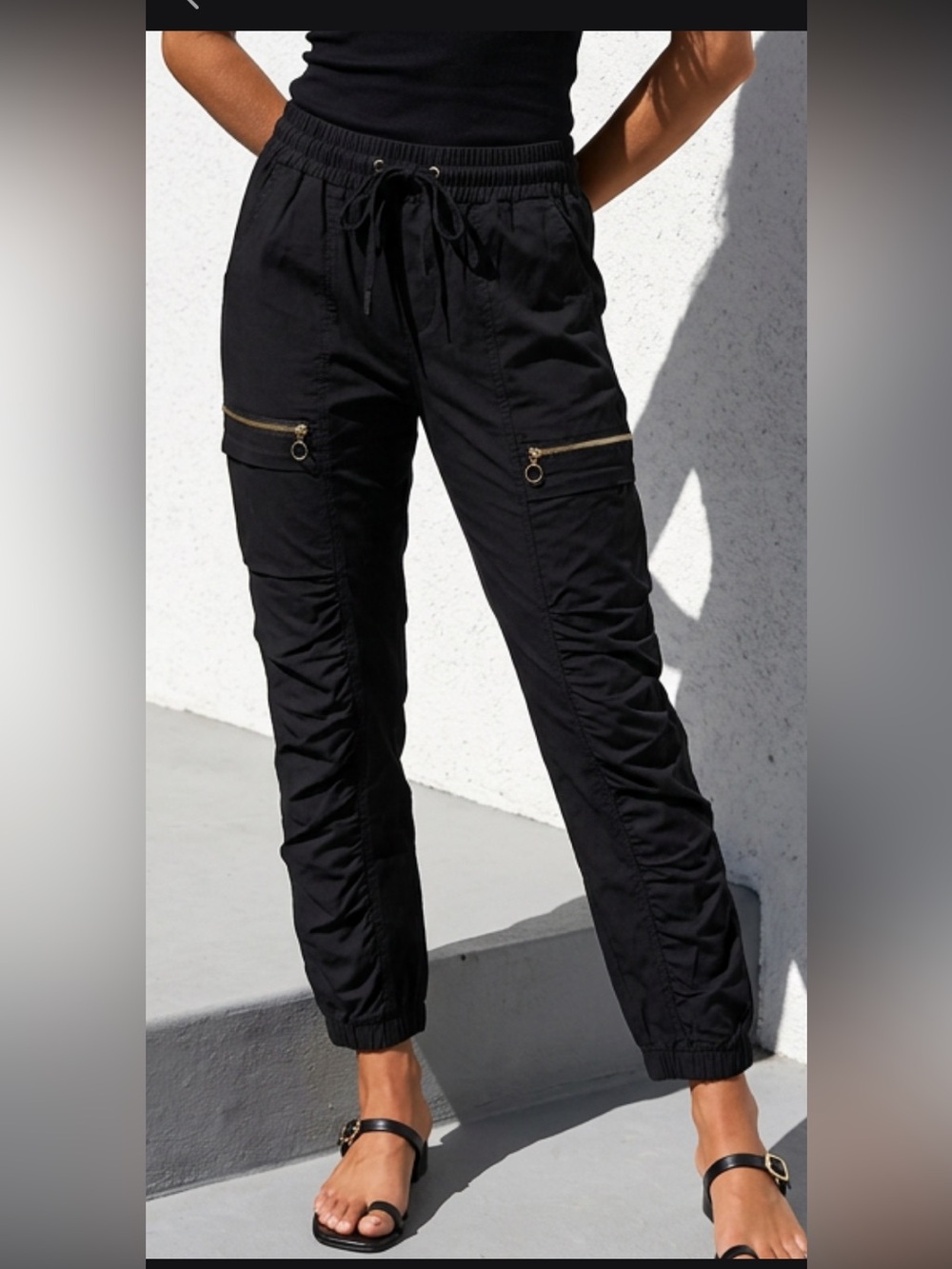 XCVI Milanda Black Cargo Capri Pants | Utility Pants Zip Details NWT Size S